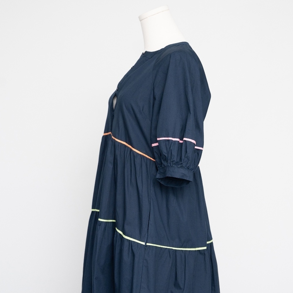 English Factory | Short Puff Sleeve Dress with Piping Detail - Picture 12 of 14